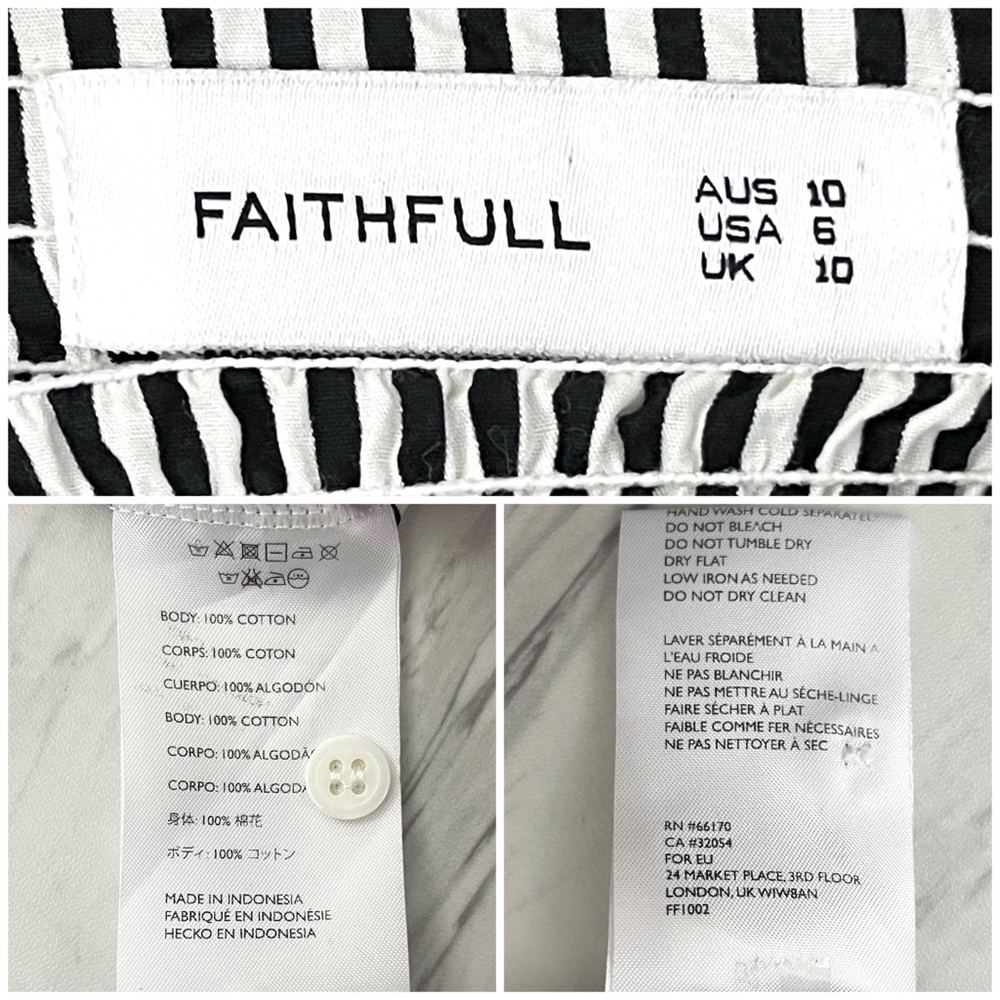 Faithfull the Brand- Black & White Cooper Off Shoulder Top Size 6. - Picture 6 of 6